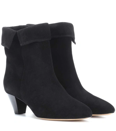 Isabel Marant Dyna Suede Ankle Boots In Black