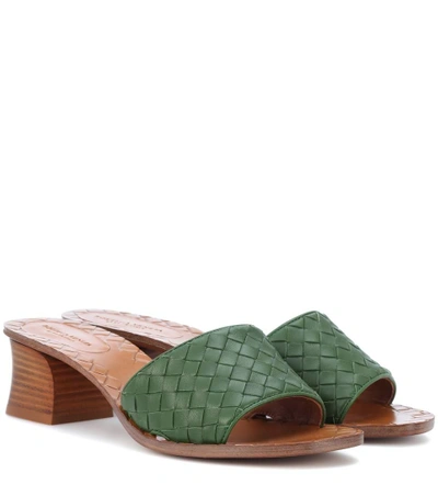 Bottega Veneta Intrecciato Leather Sandals In Green