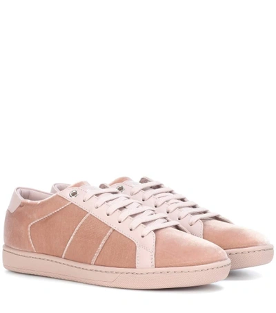 Saint Laurent Sl/01 Velvet Sneakers In Pink