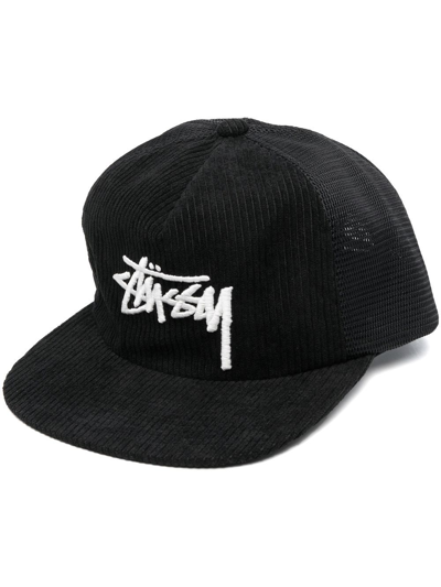 Stussy Embroidered-logo Cap In Black