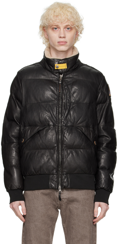 Parajumpers Alf Leather Padded Puffer Jacket In 0541 Black