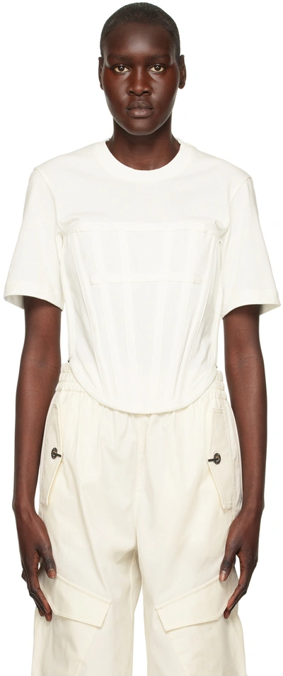 Dion Lee Cotton Jersey Corset T-shirt In Ivory
