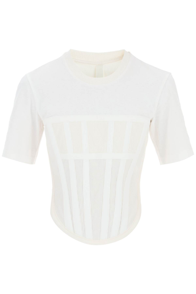 Dion Lee Cotton Jersey Corset T-shirt In White