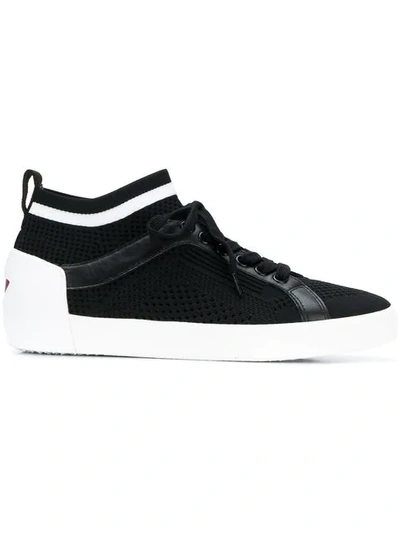 Ash Nolita Leather-knit Sneakers In Black/white