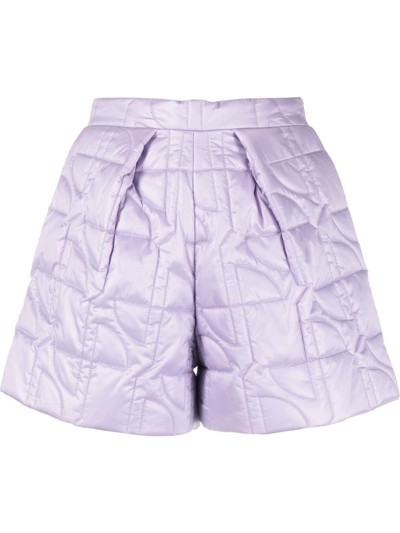 Patou Puffy Quilted Technical Shorts In Purple