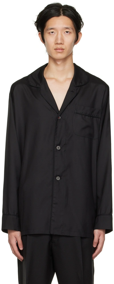 Maison Margiela Long-sleeve Silk Shirt In 900 Black