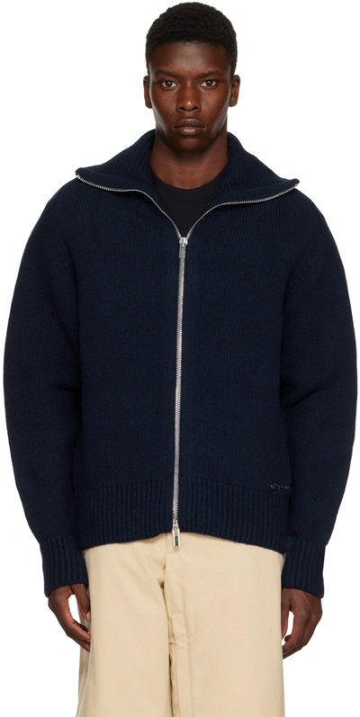 Jacquemus Navy 'le Papier 'le Cardigan Meunier' Sweater In Blue