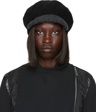 Sacai Baker-boy Beret Cap In Black