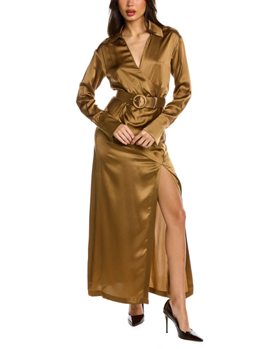 Nicholas Electra Collar Silk Gown In Brown