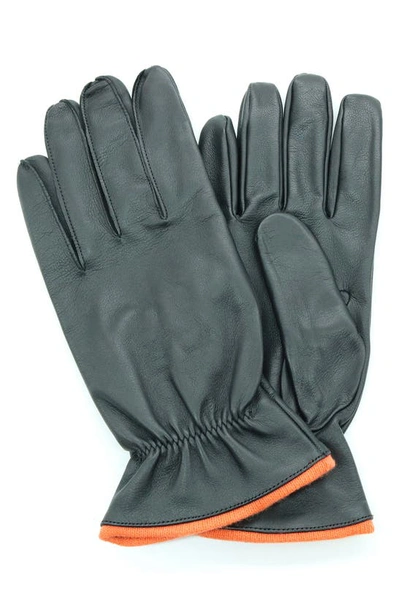 Portolano Tech Leather Gloves In Black/ Orange