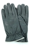 Portolano Tech Leather Gloves In Black/ Light Grey