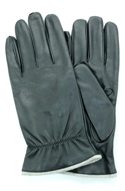 Portolano Tech Leather Gloves In Black/ Light Grey