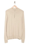 14th & Union 14th And Union Cotton Cashmere Quarter Zip Trim Fit Sweater In Ivory Sand Heather