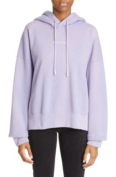 Off-white Logo Cotton Hoodie In Lilac Lilac