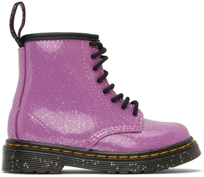 Dr. Martens Baby Pink 1460 Glitter Lace-up Boots In Dark Pink