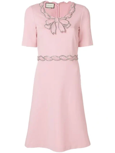 Gucci Crystal Embellished Dress In Pink