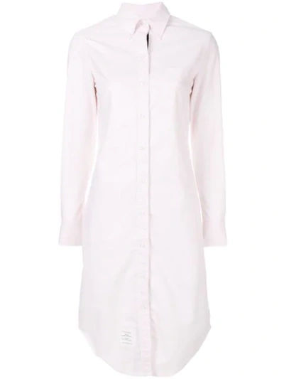 Thom Browne Button Down Knee Length Shirt Dress With Grosgrain Placket In Pink