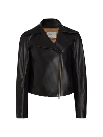 Vince Classic Leather Jacket In Black