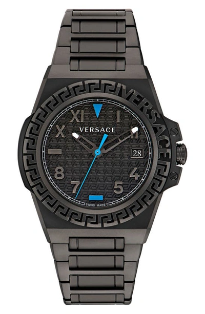 Versace Men's Greca Reaction Ip Black Bracelet Watch, 44mm In Pnul