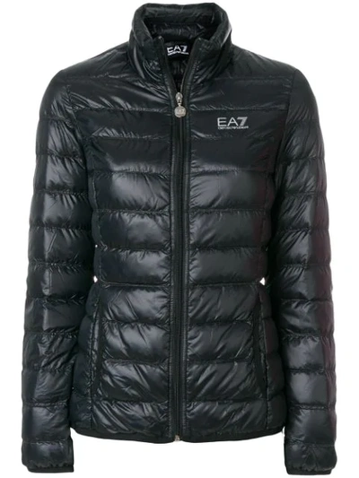 Ea7 Logo Print Puffer Jacket In Black