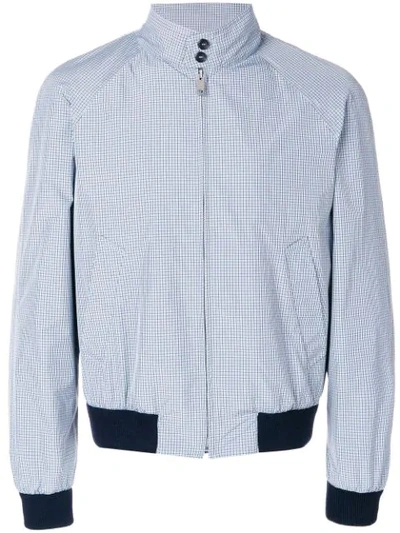 Prada Mini Check Zip-front Jacket In Blue