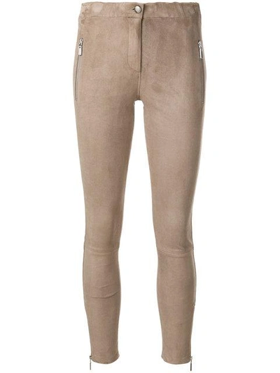 Arma Skinny Leather Trousers In Neutrals