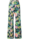 Msgm Wide Leg Floral Trousers In Multicolour