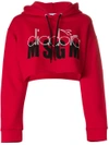 Msgm X Diadora Cropped Logo Hoodie - Red