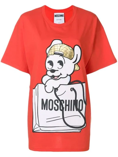 Moschino Oversize Pudgy Print Jersey T-shirt In Red