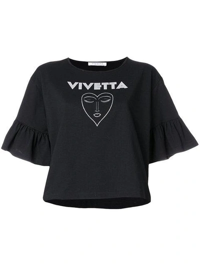 Vivetta Peplum Sleeve Cropped T-shirt - Black