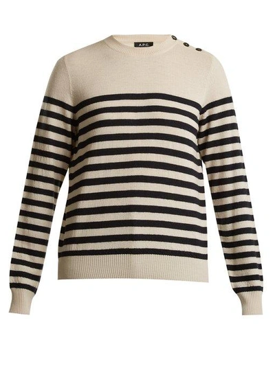 Apc Petra Striped Wool Sweater In White