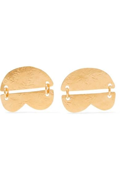 Annie Costello Brown Dova Gold-tone Earrings