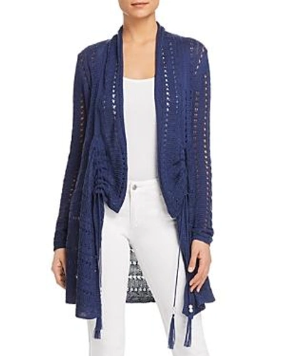 Love Scarlett Byzantine Cinched-front Cardigan In Navy Blue