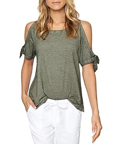 Sanctuary Lou-lou Cotton Cold-shoulder T-shirt In Fatigue