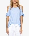 Sanctuary Lou-lou Cotton Cold-shoulder T-shirt In Icy Blue