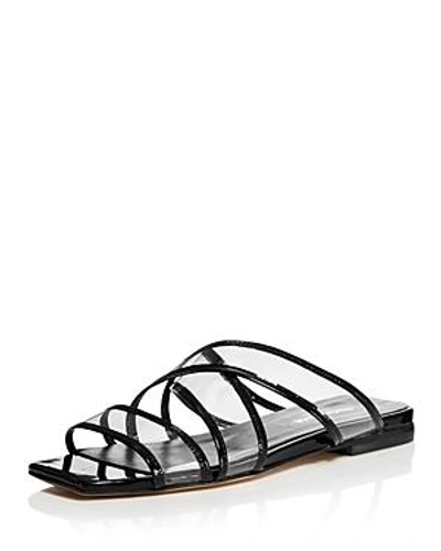 Charles David Women's Drea Strappy Patent Leather Illusion Slide Sandals In Black