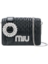 Miu Miu Med My Miu Buckle Quilted Leather Bag In Black