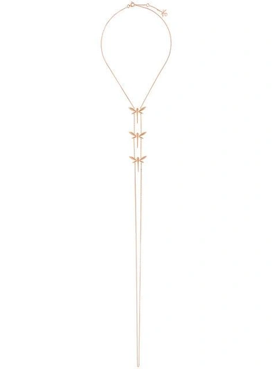 Anapsara Dragonfly Necklace - Metallic In Rose Gold