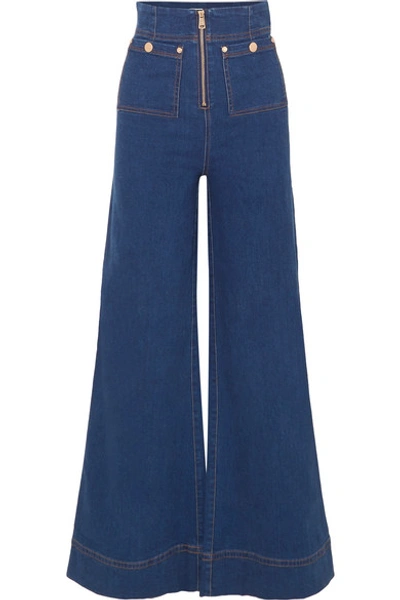 Alice Mccall Bluesy High-rise Wide-leg Jeans In Dark Denim