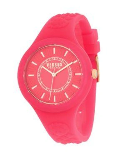 Versus 39mm Fire Island Silicone Strap Watch In Pink