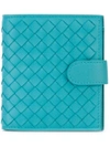 Bottega Veneta Aqua Intrecciato Nappa Mini Wallet In Blue