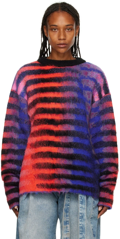 Agr Blue & Red Striped Sweater In Red/blue