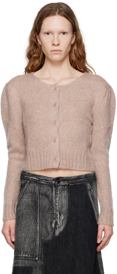 Amomento Pink Puff Sleeve Cardigan In Dust Pink