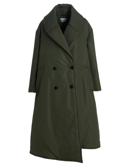 Alexander Mcqueen Double Breast Long Puffer Jacket In Green