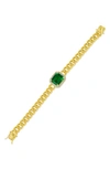 Cz By Kenneth Jay Lane Women's Look Of Real 14k Goldplated Cubic Zirconia Curb Chain Bracelet In Brass