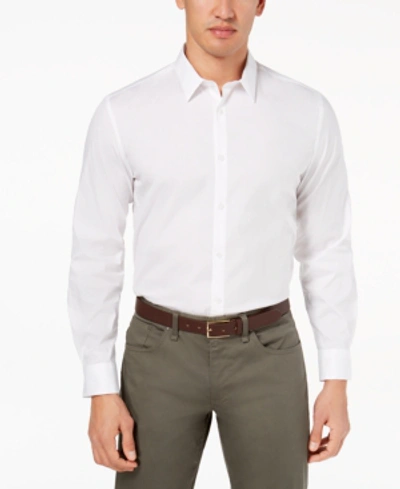 Calvin Klein Men's Printed Poplin Button-down Long Sleeve Shirt In White