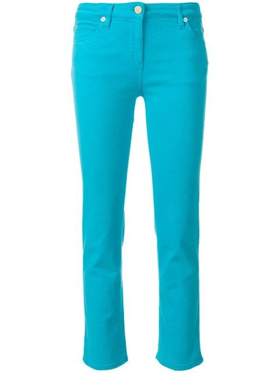Roberto Cavalli Cropped Trousers In Blue