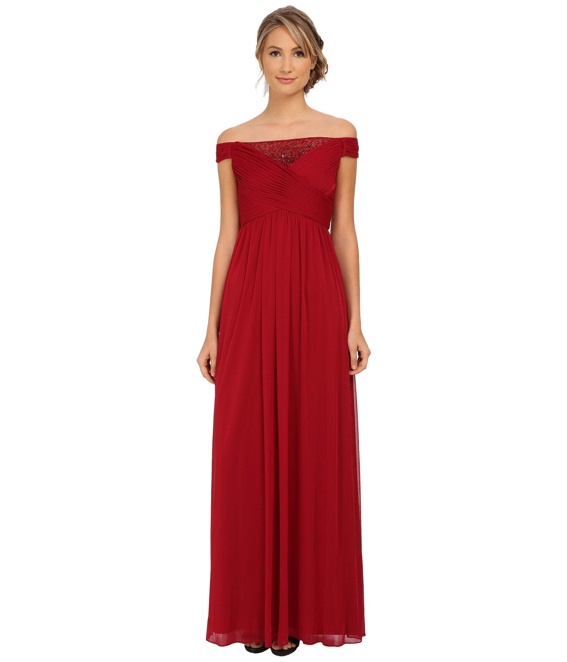 adrianna papell sequined tulle gown