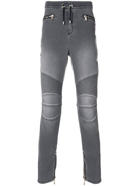 Balmain Biker Skinny Trousers In Grey | ModeSens
