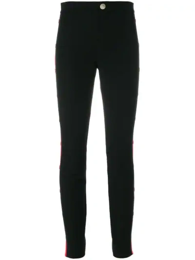 Gucci Buttoned Web Side Panel Skinny Trousers In Black